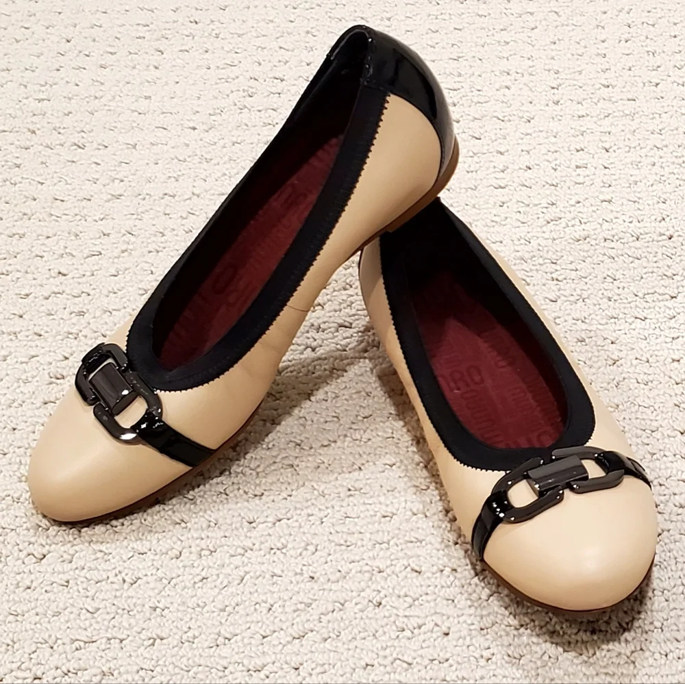 Munro Ivy Leather Colorblock Camel/Black Horsebit Preppy COMFORT Flats 8.5N